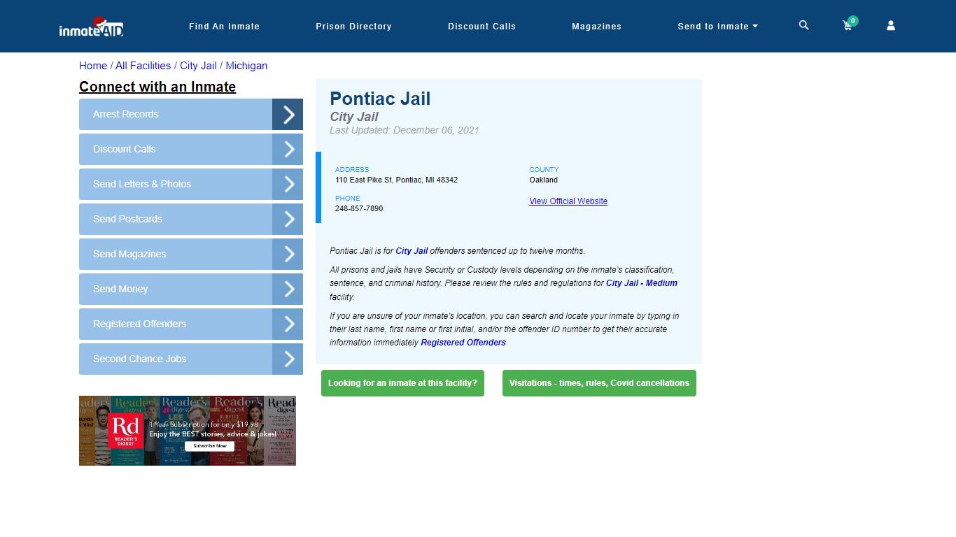 Pontiac Jail | Inmate Locator