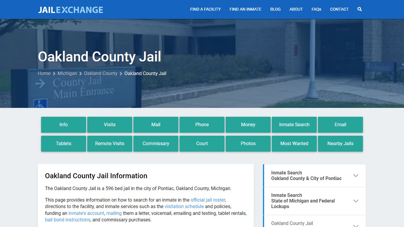 Oakland County Jail, MI Inmate Search, Information